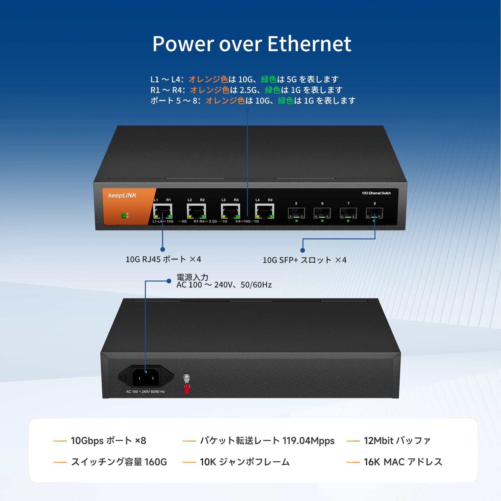 Amazon.co.jp: keepLiNK 10G スイッチングハブ 8ポート(4x10G RJ45と